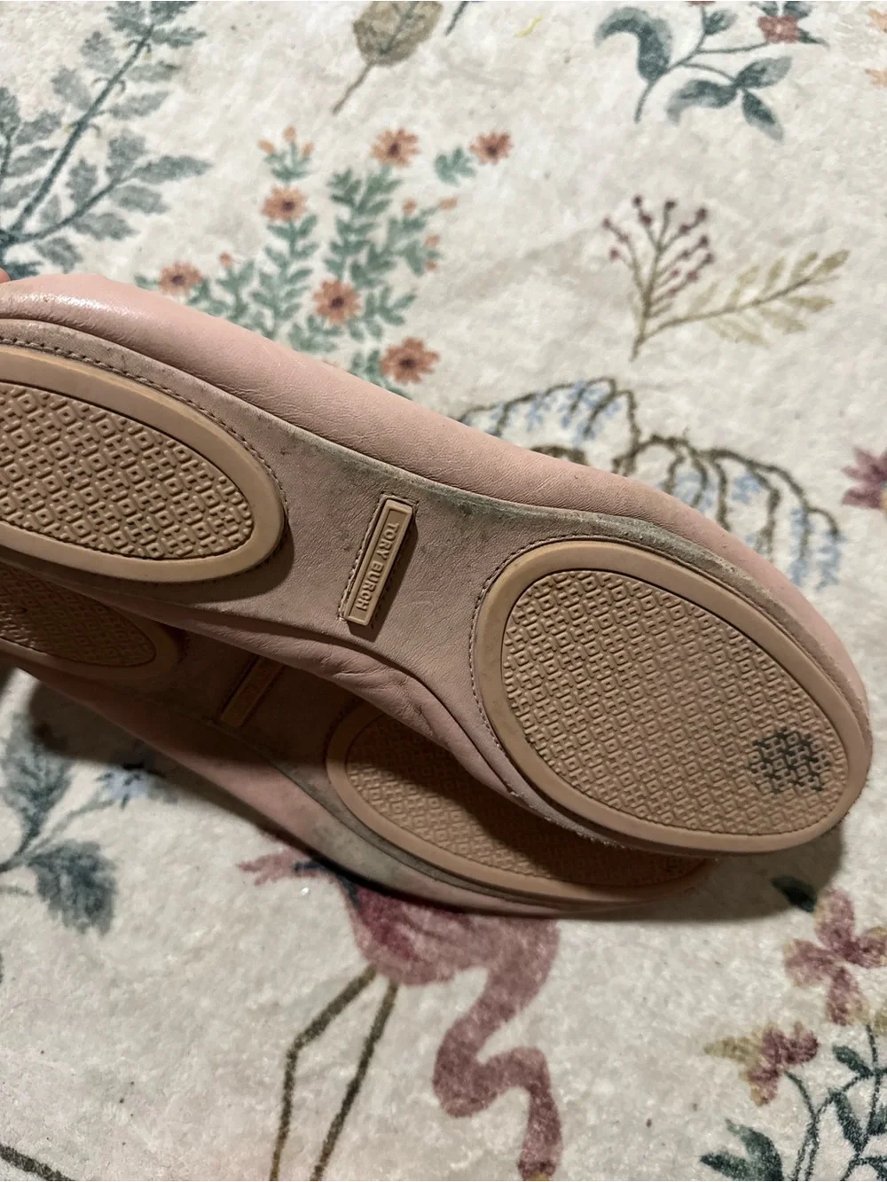 Tory Burch Pale Pink Leather Logo Ballet Flats 11M